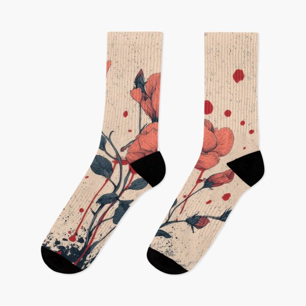 Item preview, Red flowers with black drips designed and sold by anytka.