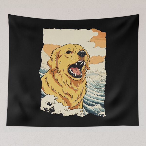 Item preview, Golden Retriever Great Wave Japanese Style Dog  designed and sold by JEFDodsonArt.