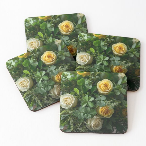 Item preview, Spring Awakening: Yellow Roses & Green Clover Botanical Art designed and sold by SpazticGoat.