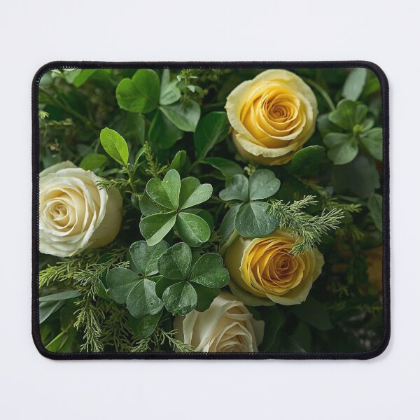 Item preview, Spring Awakening: Yellow Roses & Green Clover Botanical Art designed and sold by SpazticGoat.