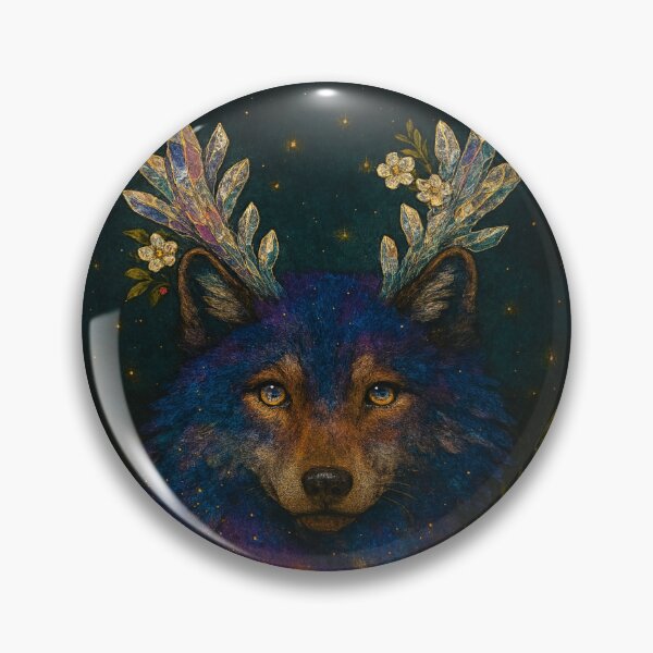 Item preview, Cosmic Wolf with Crystal Antlers – Mystical Galaxy Animal Art designed and sold by myforestfog.