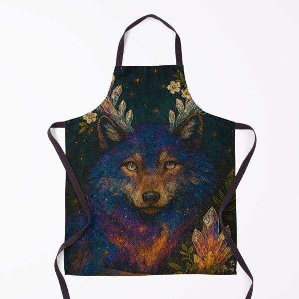 Item preview, Cosmic Wolf with Crystal Antlers – Mystical Galaxy Animal Art designed and sold by myforestfog.