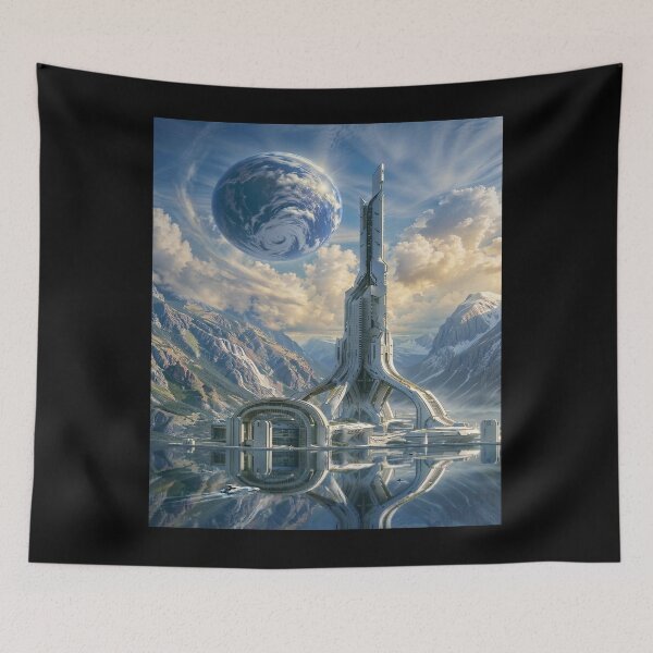 Item preview, Futuristic Cityscape with Planet designed and sold by florancouriei.