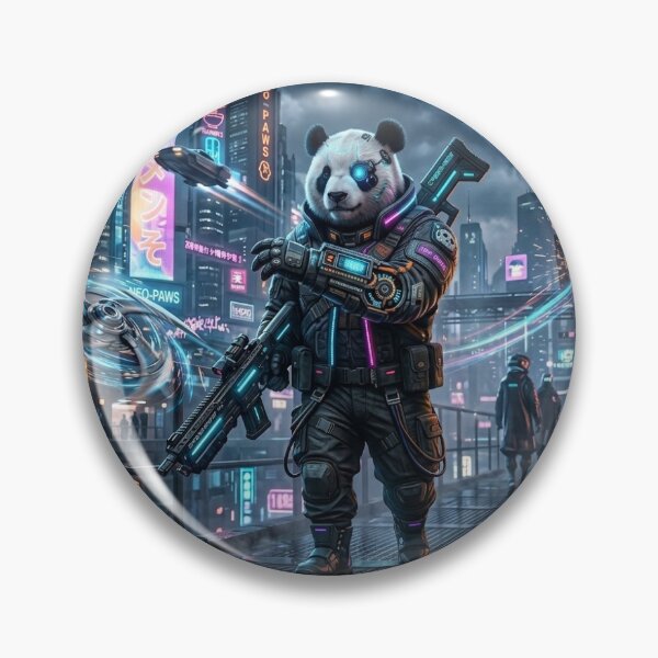 Item preview, Cyberpunk Panda – Futuristic Neon Warrior designed and sold by creativitymitABISHEA3.