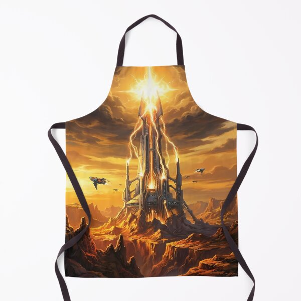 Item preview, Futuristic Tower with Lightning in Desert designed and sold by florancouriei.