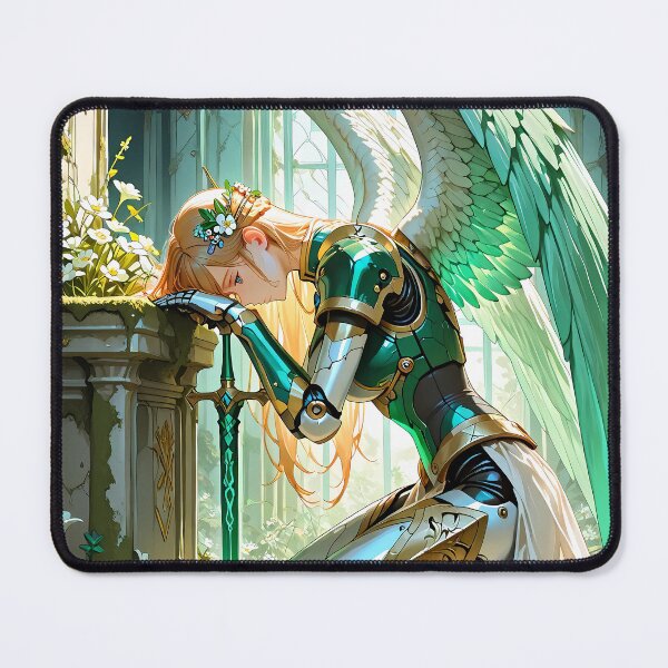 Item preview, AETHELGARD: Emerald Winged Seraph Fantasy Angel Warrior Poster designed and sold by BorgSpareParts.