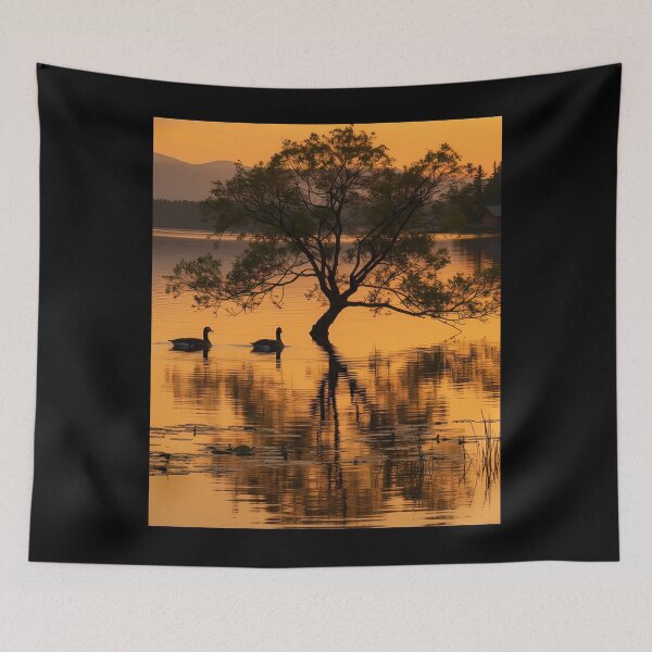 Item preview, Geese swimming at sunset designed and sold by florancouriei.