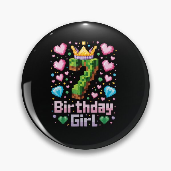 Item preview, 7 Birthday Girl Pixel Crown Cute Gaming Party designed and sold by FGTV2021.