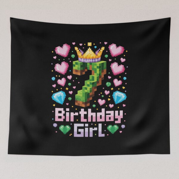 Item preview, 7 Birthday Girl Pixel Crown Cute Gaming Party designed and sold by FGTV2021.