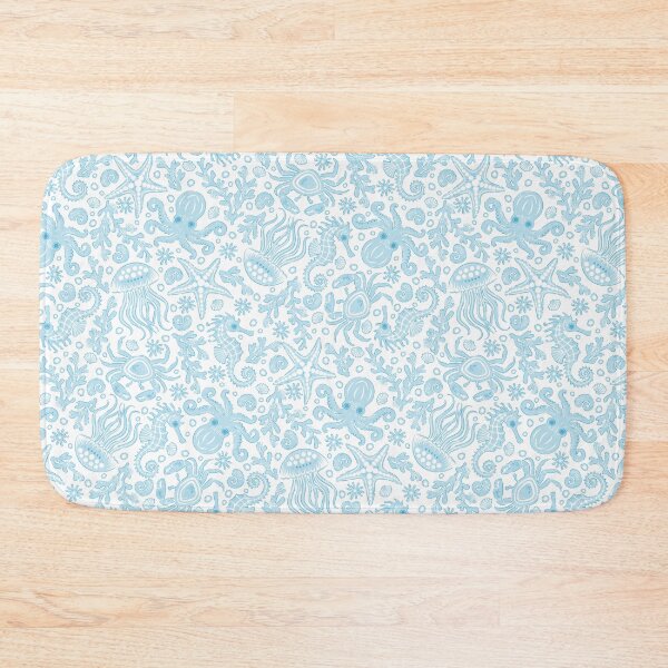 Item preview, Coastal Nautical Underwater Sea Life With Octopus In Pastel Blue  designed and sold by EliveraDesigns.