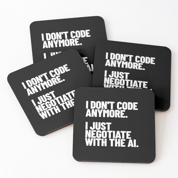 Item preview, Programmer Humor - I Don't Code Anymore, I Just Negotiate With The AI (white) designed and sold by MotionBanana Art.