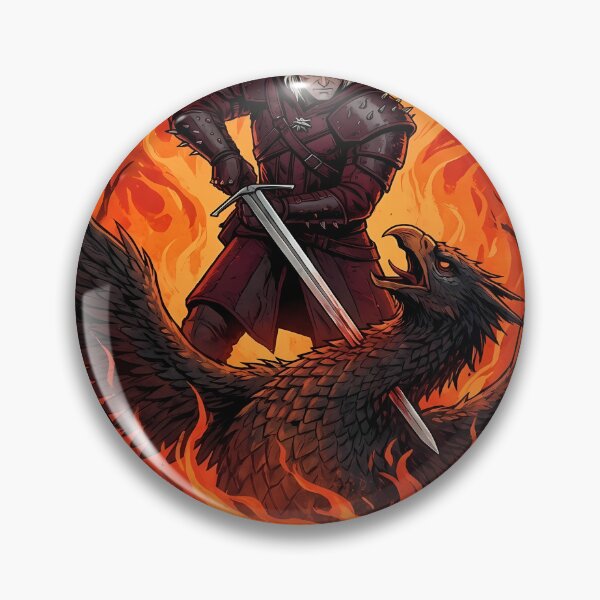 Item preview, Geralt fighting a bird in flames designed and sold by florancouriei.