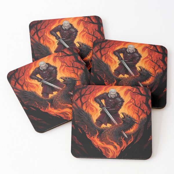 Item preview, Geralt fighting a bird in flames designed and sold by florancouriei.