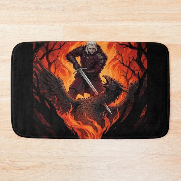 Item preview, Geralt fighting a bird in flames designed and sold by florancouriei.