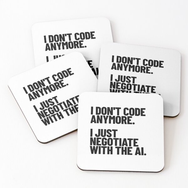 Item preview, Programmer Humor - I Don't Code Anymore, I Just Negotiate With The AI (black) designed and sold by MotionBanana Art.