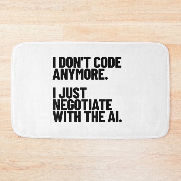 Item preview, Programmer Humor - I Don't Code Anymore, I Just Negotiate With The AI (black) designed and sold by MotionBanana Art.
