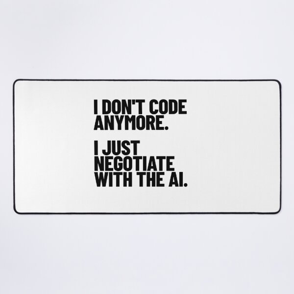 Item preview, Programmer Humor - I Don't Code Anymore, I Just Negotiate With The AI (black) designed and sold by MotionBanana Art.