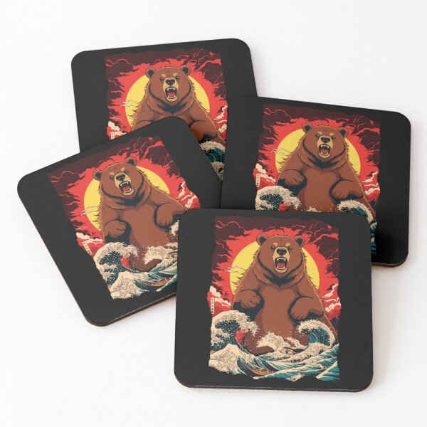 Item preview, Roaring Bear Rising Sun Japanese Style Illustration designed and sold by JEFDodsonArt.