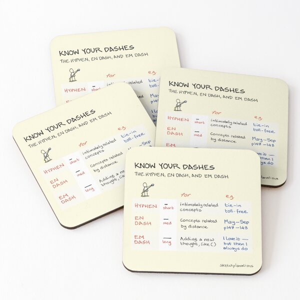 Item preview, Know Your Dashes: the Em dash, En dash and Hyphen designed and sold by Sketchplanations.