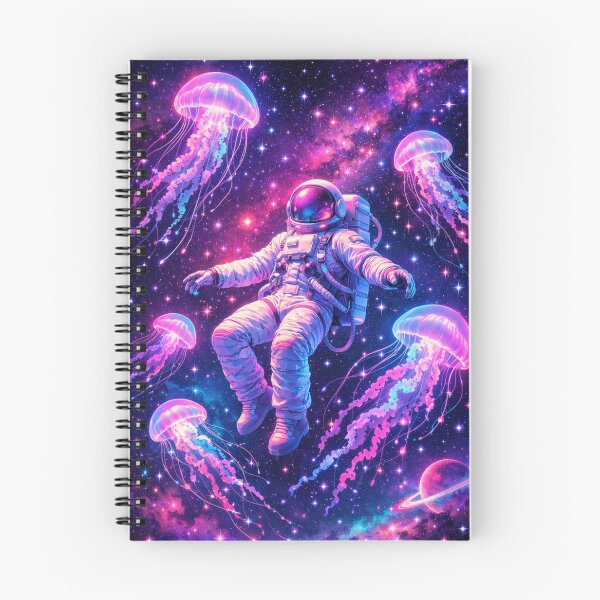 Item preview, Astronaut Floating with Neon Jellyfish in Space designed and sold by craftedd.