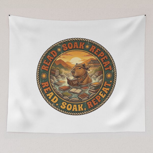 Item preview, Retro Read Soak Repeat Capybara designed and sold by ARTReMi.