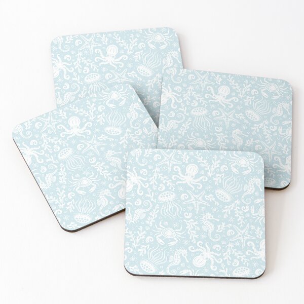 Item preview, Coastal Nautical Underwater Sea Life With Octopus In Pale Blue  designed and sold by EliveraDesigns.