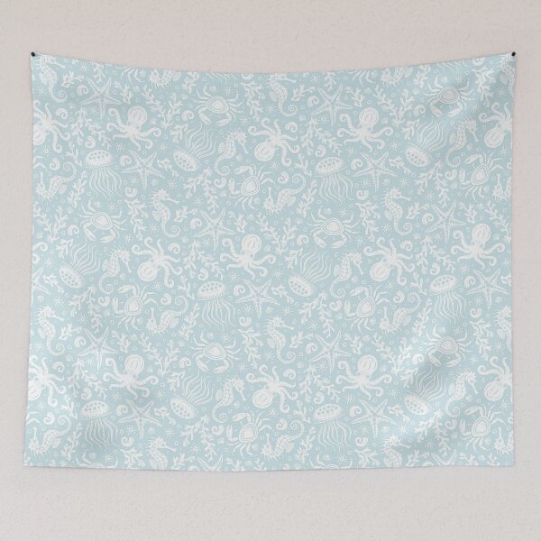 Item preview, Coastal Nautical Underwater Sea Life With Octopus In Pale Blue  designed and sold by EliveraDesigns.