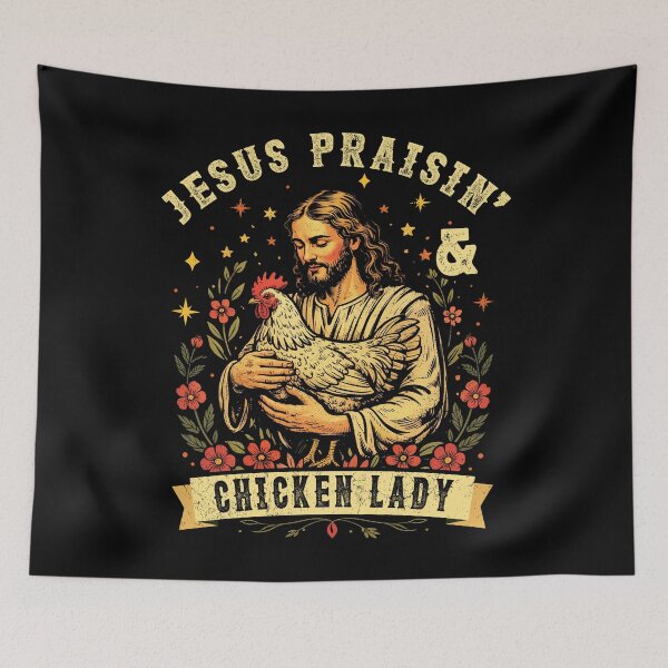 Item preview, jesus praisin Chicken Lady designed and sold by Ortigzitoun.