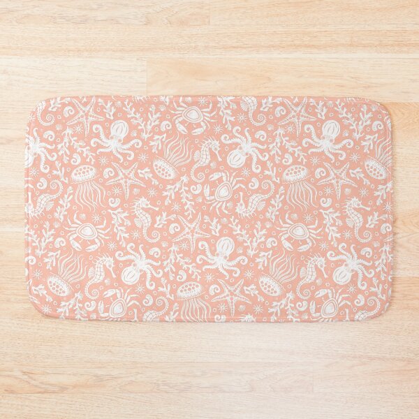 Item preview, Coastal Nautical Underwater Sea Life With Octopus In Orange And White  designed and sold by EliveraDesigns.
