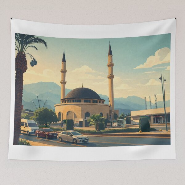 Item preview, Kemer Street View with Mosque and Mountains designed and sold by darekkocurek.