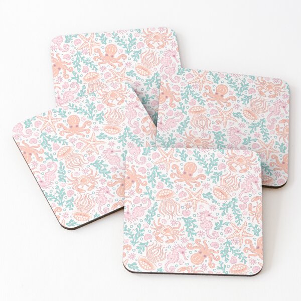 Item preview,  Coastal Nautical Underwater Sea Life With Octopus In Orange And Pink  designed and sold by EliveraDesigns.