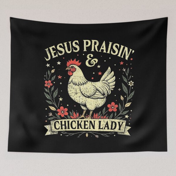 Item preview, jesus praisin Chicken Lady designed and sold by Ortigzitoun.