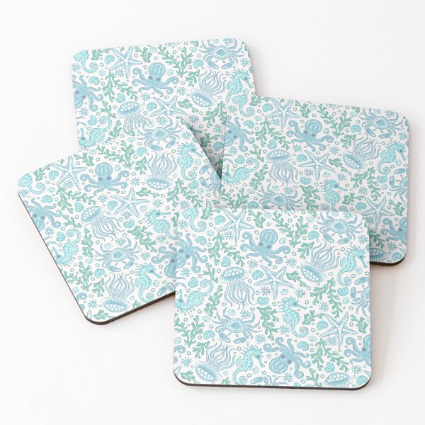 Item preview, Coastal Nautical Underwater Sea Life With Octopus In Green And Blue  designed and sold by EliveraDesigns.