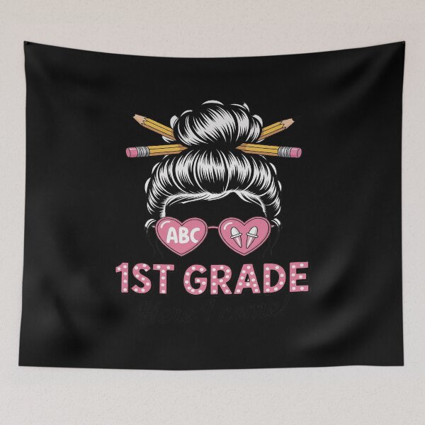 Item preview, 1st Grade Here I come Messy Bun Hair back to school designed and sold by PerifaBrasil.