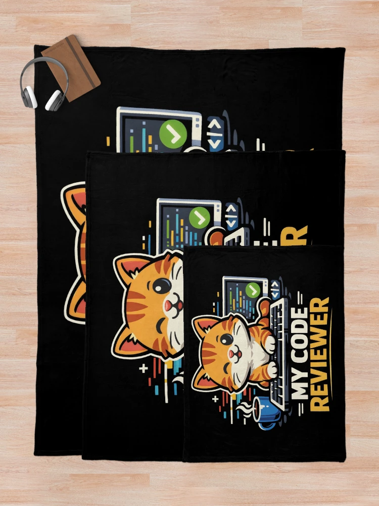 Thumbnail 5 of 6, Throw Blanket, Code Reviewer Cat Computer Science Coding designed and sold by SplashTastic.