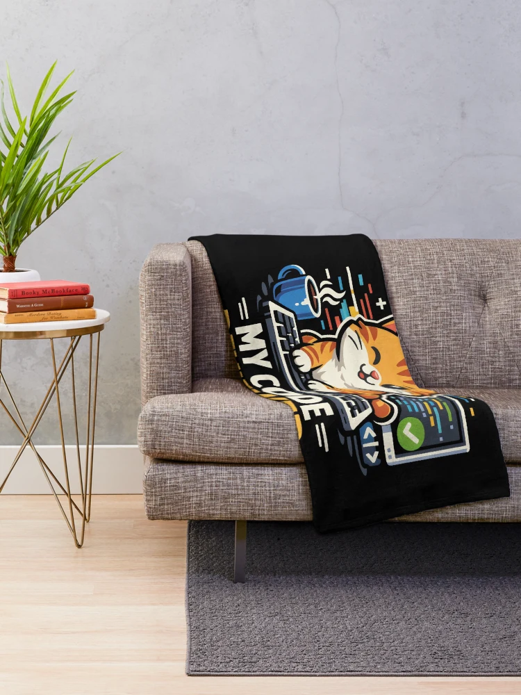 Thumbnail 2 of 6, Throw Blanket, Code Reviewer Cat Computer Science Coding designed and sold by SplashTastic.