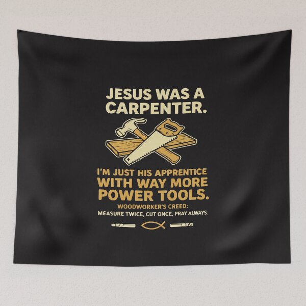 Item preview, Jesus Was A Carpenter Way More Power Tools Christian Humor Design designed and sold by kiralynstration.