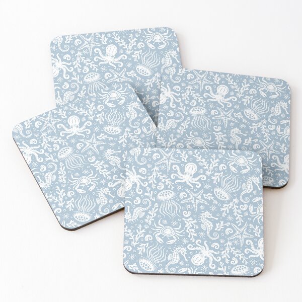 Item preview, Coastal Nautical Underwater Sea Life With Octopus In Gray Blue  designed and sold by EliveraDesigns.