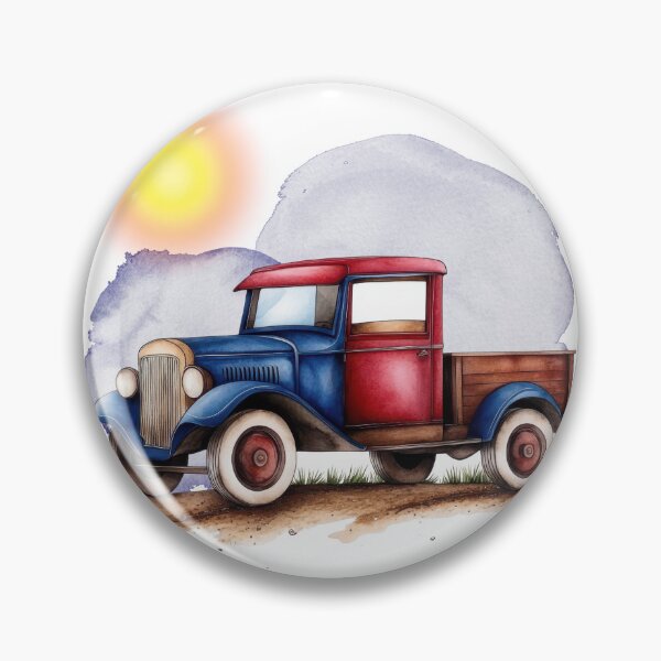Item preview, Vintage Red and Blue Pickup Truck | Retro Classic Farm Truck Illustration designed and sold by ChenEngEng.