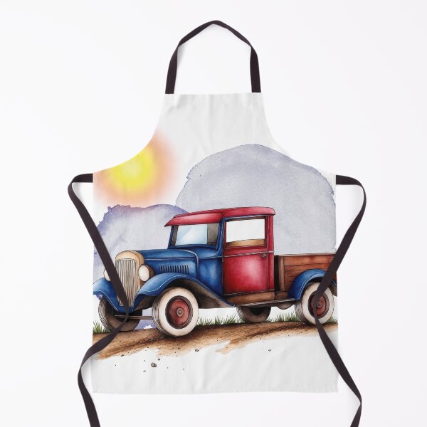 Item preview, Vintage Red and Blue Pickup Truck | Retro Classic Farm Truck Illustration designed and sold by ChenEngEng.