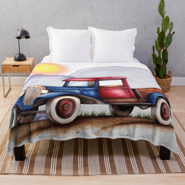 Item preview, Vintage Red and Blue Pickup Truck | Retro Classic Farm Truck Illustration designed and sold by ChenEngEng.