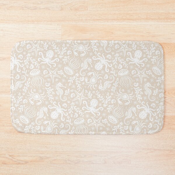 Item preview, Coastal Nautical Underwater Sea Life With Octopus In Beige And White designed and sold by EliveraDesigns.