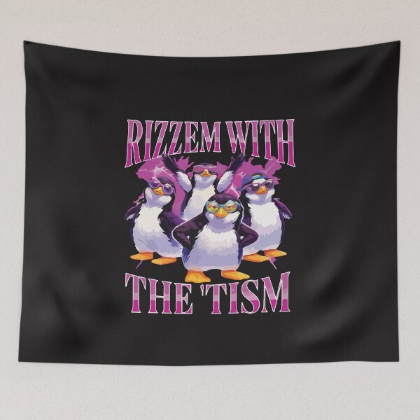 Item preview, Rizz Em With The Tism Funny Retro Penguin Meme Design designed and sold by kiralynstration.