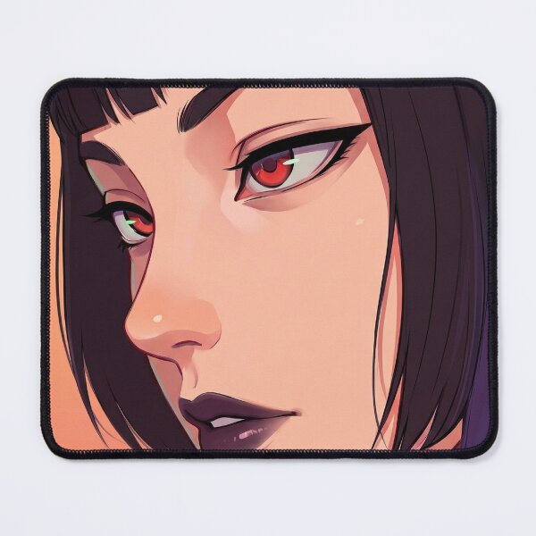 Item preview, Crimson-Eyed Anime Portrait with Midnight Bob Cut designed and sold by QuietBloom80.