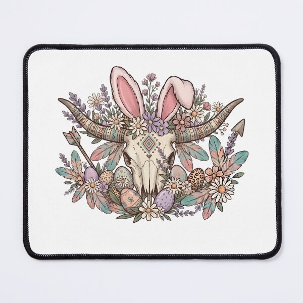 Item preview, Easter Bull Skull Western Style - Boho Floral Longhorn Bunny designed and sold by DownloSpace.
