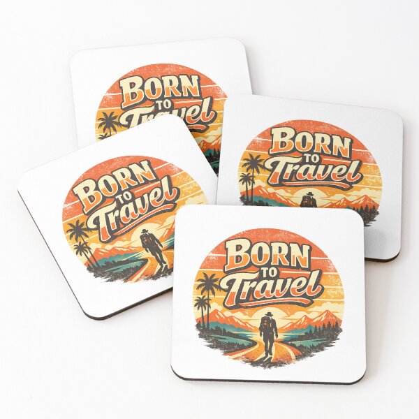 Item preview, Born To Travel Retro Sunset Adventure Travel Lover Vintage Backpacker Design designed and sold by ArtWaveStudio8.