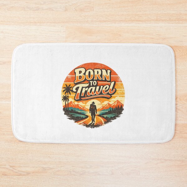 Item preview, Born To Travel Retro Sunset Adventure Travel Lover Vintage Backpacker Design designed and sold by ArtWaveStudio8.
