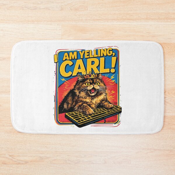 Item preview, I Am Yelling Carl Funny Angry Cat Meme Retro Design designed and sold by kiralynstration.