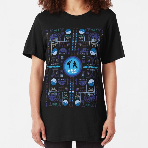 Geometric Taekwondo Design Slim Fit T-Shirt