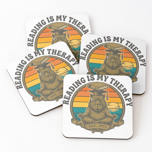 Item preview, Reading Is My Therapy Retro Capybara designed and sold by ARTReMi.